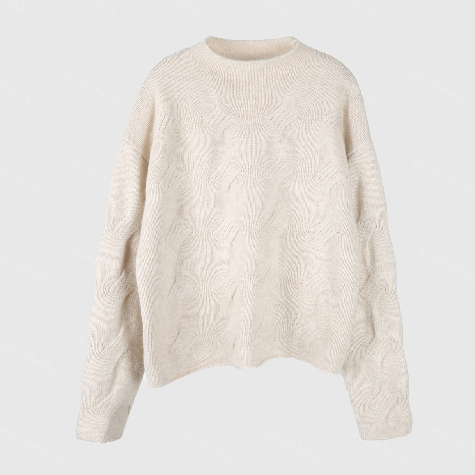 万物身客 绞花造型感高克重复古北欧松弛廓形毛衣（定制款无吊牌）