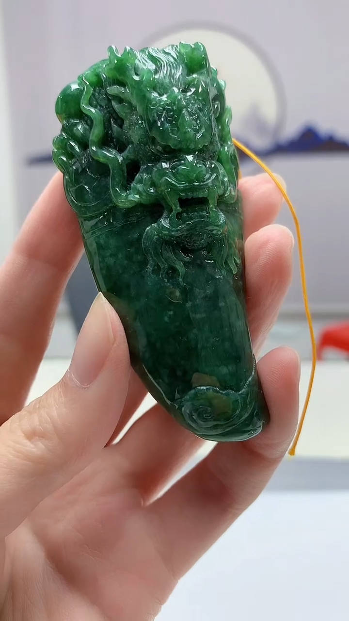 【闪购商品】定制翡翠未镶嵌4917zm-毛货挂件龙牙145