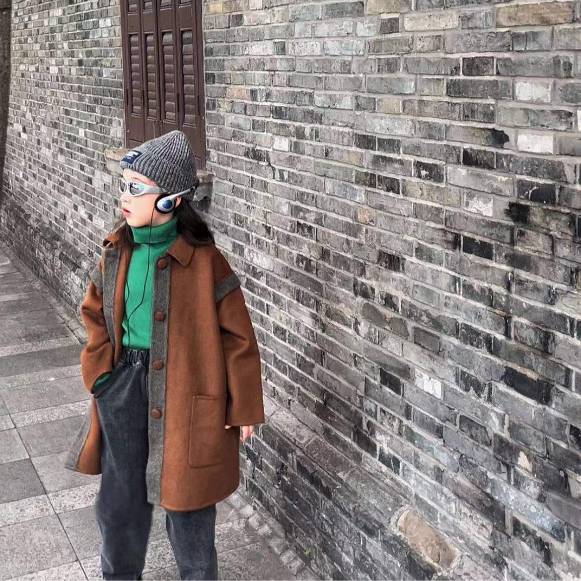 【万枫霜降】拼接款男女童款外套双面手工大衣