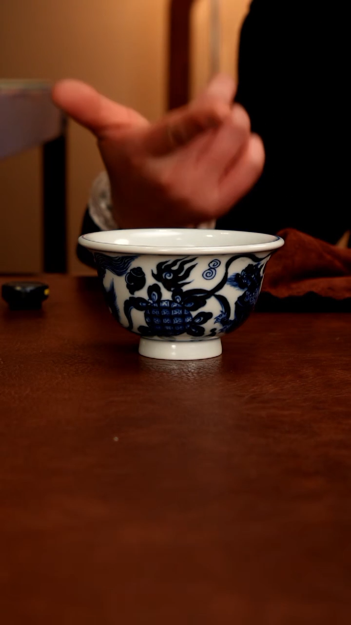 摆件陶?*安景德镇瓷器，明成化青花瓷手绘茶具~