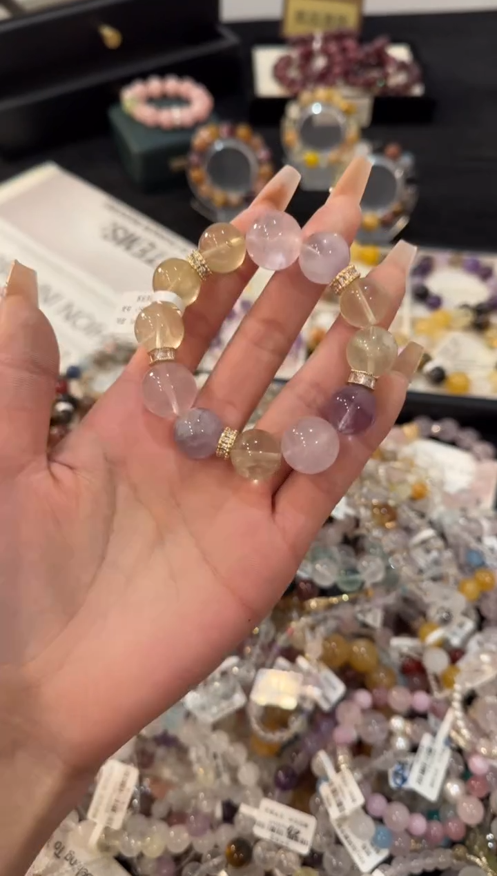 合金手链水晶紫黄多宝x1927