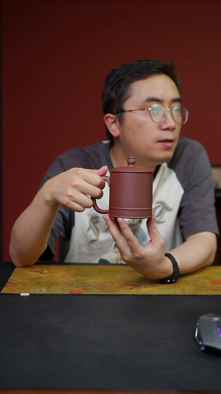 茶杯紫砂底槽青 福利品光素盖杯 高腰款