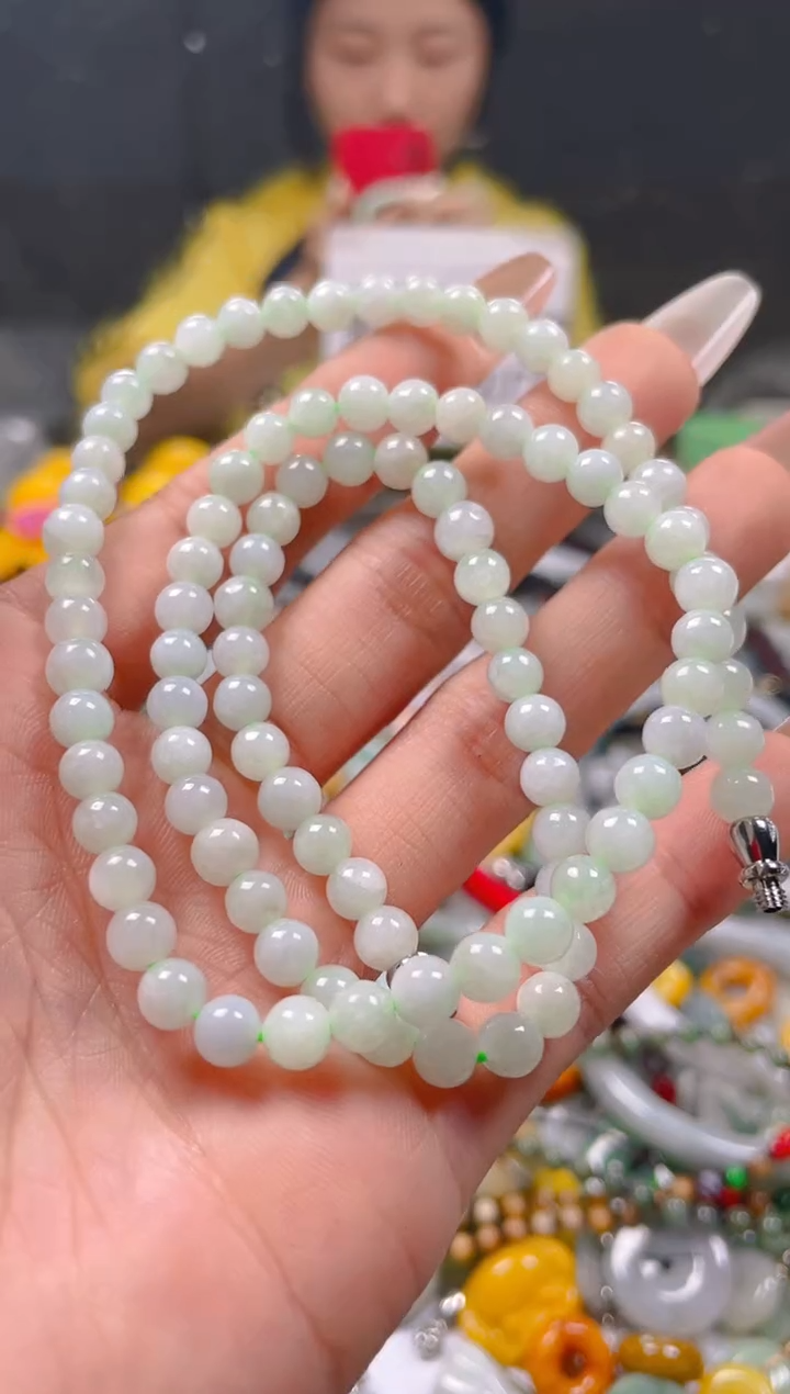 【闪购商品】翡翠颈饰未镶嵌5-6MM/H/翡翠A货一图一物