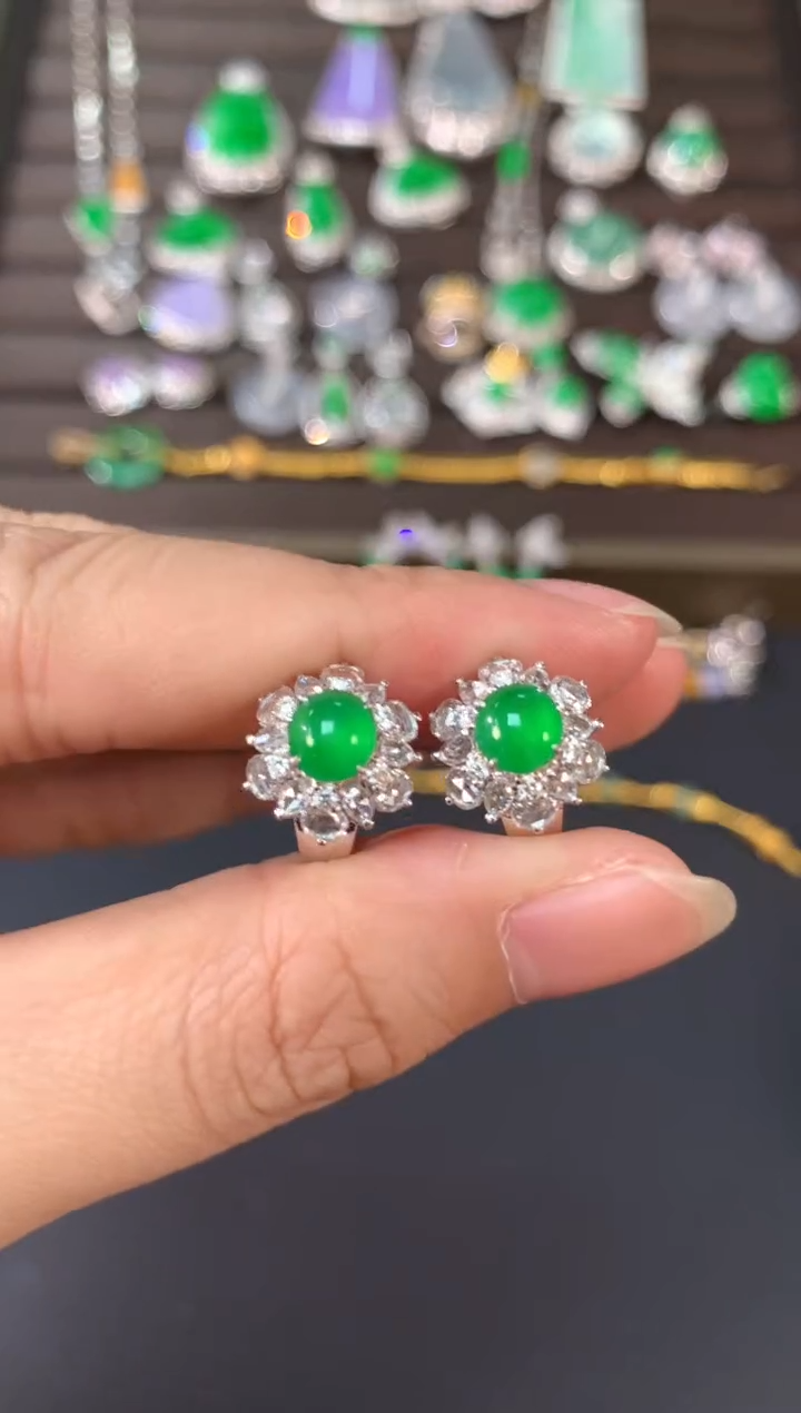 【闪购商品】翡翠耳饰18K金镶嵌A634|22800