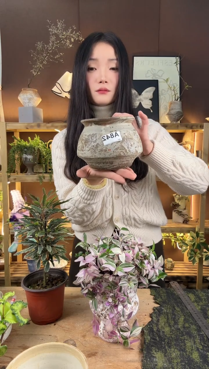 无花朵编号 842    景德镇手工花盆