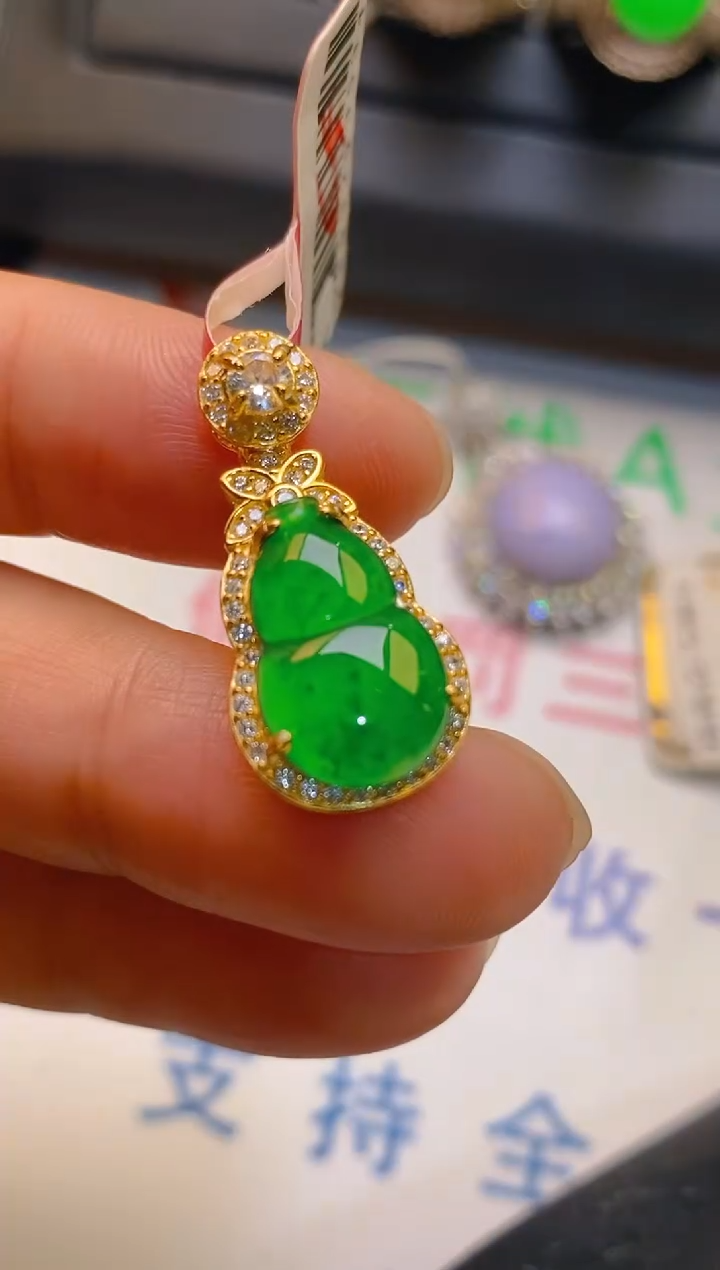 【闪购商品】翡翠耳饰银S925镶嵌天然A货翡翠1