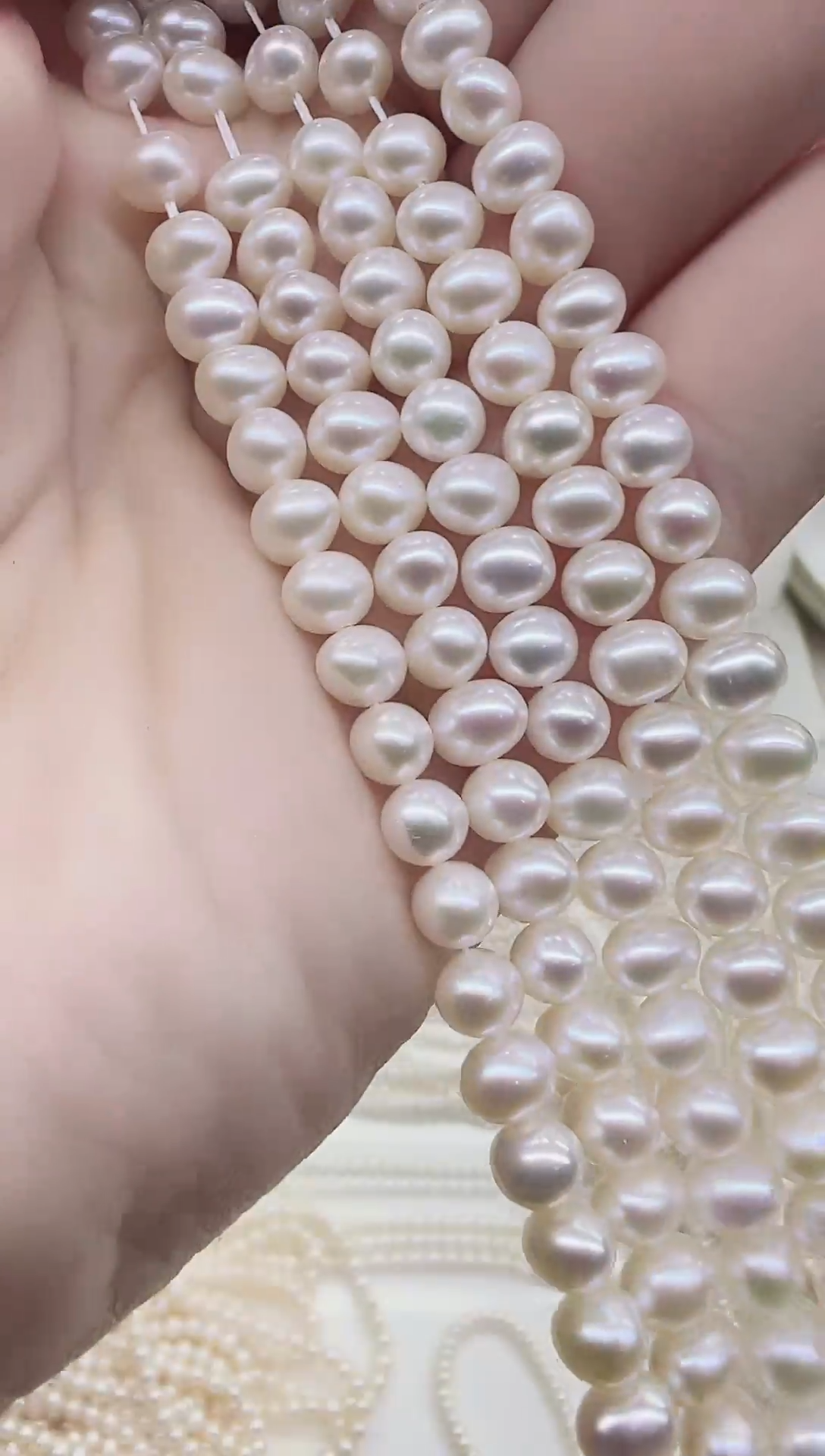 未镶嵌半成品淡水珍珠极光白鸡蛋圆5mm