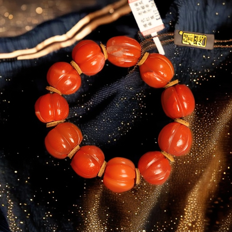 H0007 老甘南南红 多棱瓜珠 手串【117.3g】-HD  文玩/评级