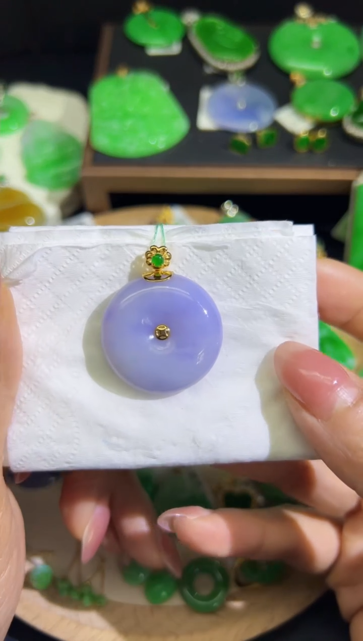 【闪购商品】翡翠颈饰18K金镶嵌Q缅料A货翡翠/支持复检/一件