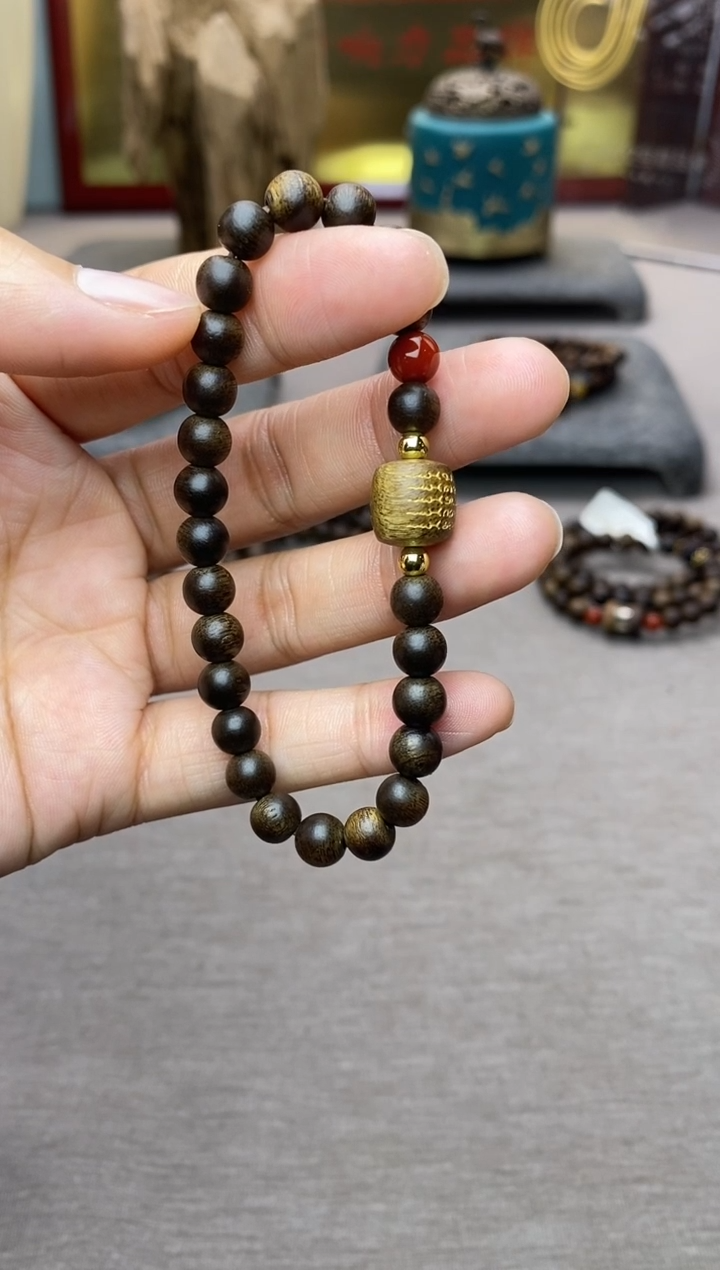 【闪购商品】沉香手串富森红土0.6+五条+配饰沉水单圈