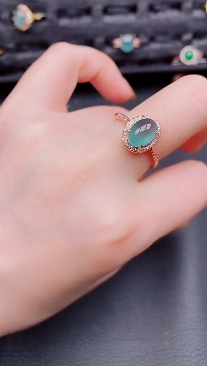 【闪购商品】翡翠戒指银S925镶嵌天然a货翡翠518