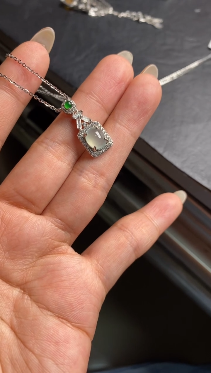 银S925镶嵌戒指翡翠琳*酱天然A货翡翠