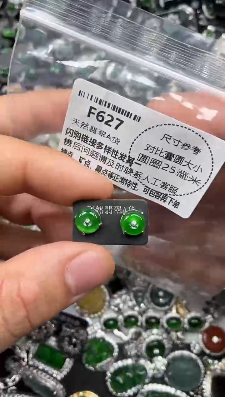 颈饰未镶嵌翡翠F627耳钉