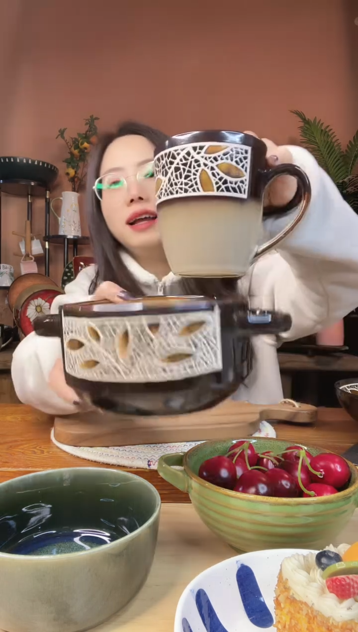 陶瓷双耳碗 杯子 2件套 微瑕疵