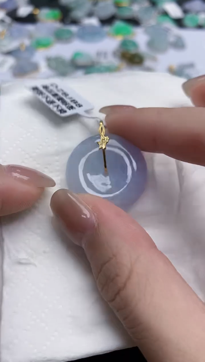 【闪购商品】翡翠颈饰18K金镶嵌天然缅甸翡翠A货