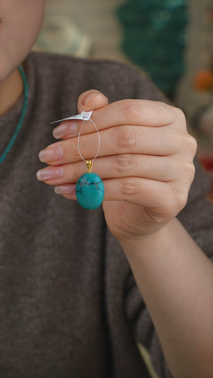 【闪购商品】绿松石吊坠(不含链)18K金镶嵌1