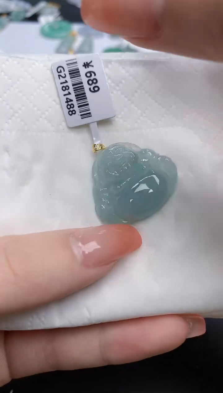 【闪购商品】翡翠颈饰18K金镶嵌天然缅甸翡翠A货