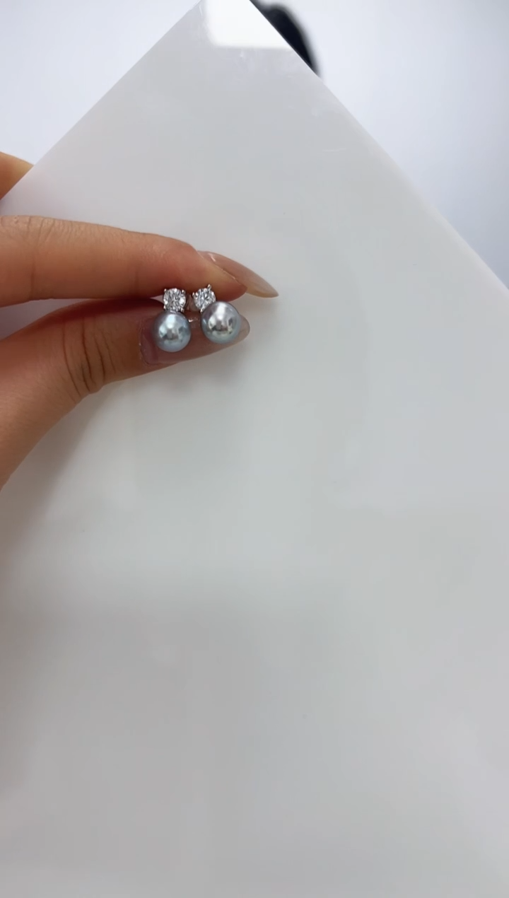 【闪购商品】海水珍珠DA银S925镶嵌dd001 灰珠耳饰 7