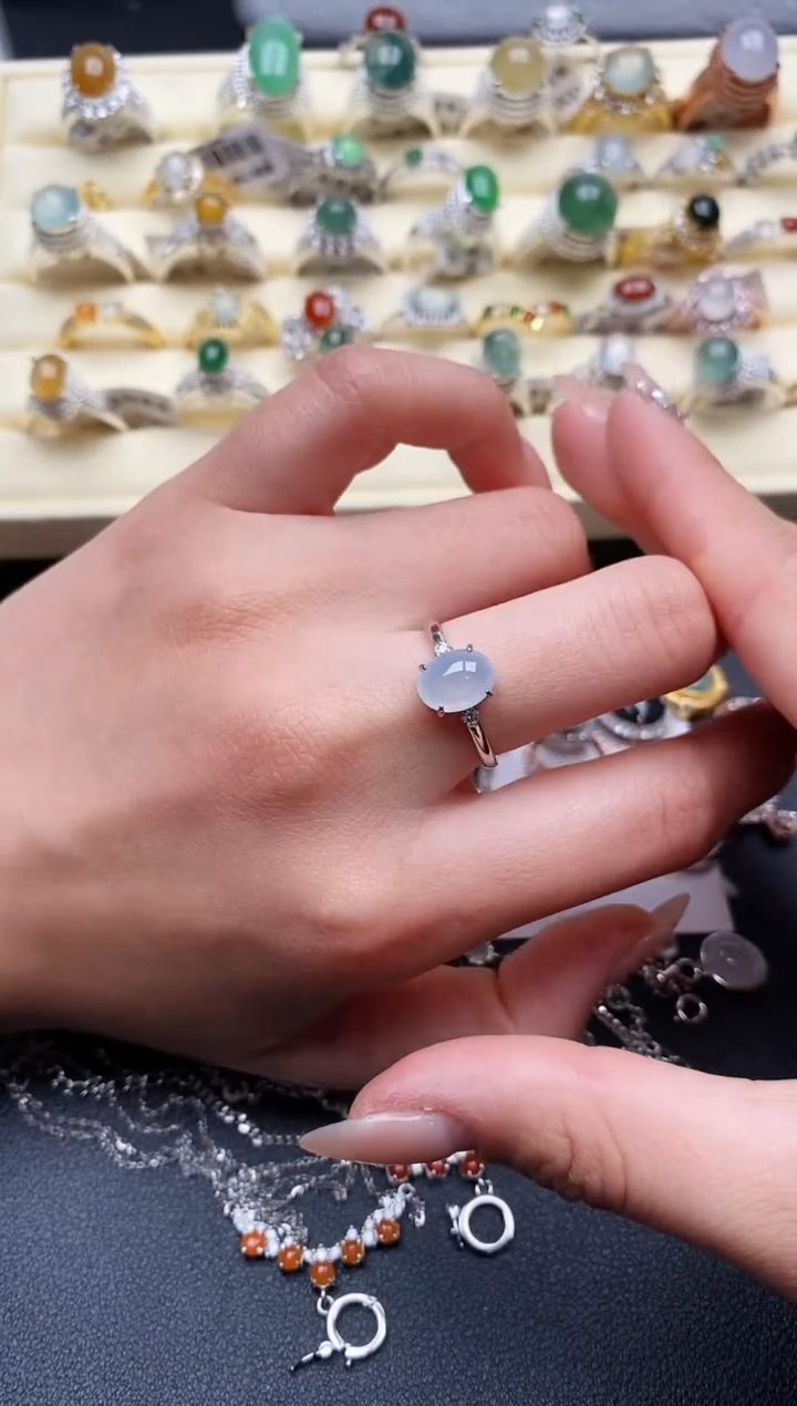 【闪购商品】翡翠戒指银S925镶嵌888888+1