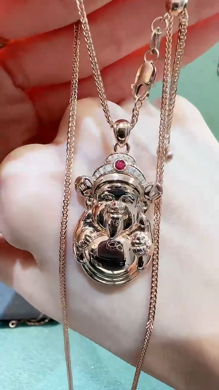 【闪购商品】天然钻石吊坠(不含链)18K金镶嵌18K金钻石财神吊坠