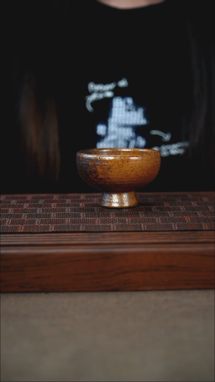 茶杯紫砂高脚柴烧主人杯