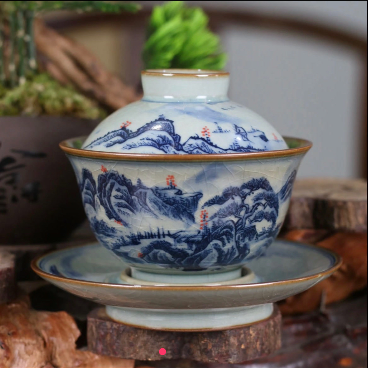 景德镇高端手工陶瓷手绘茶具三才盖碗釉里红柴窑大号纯手工