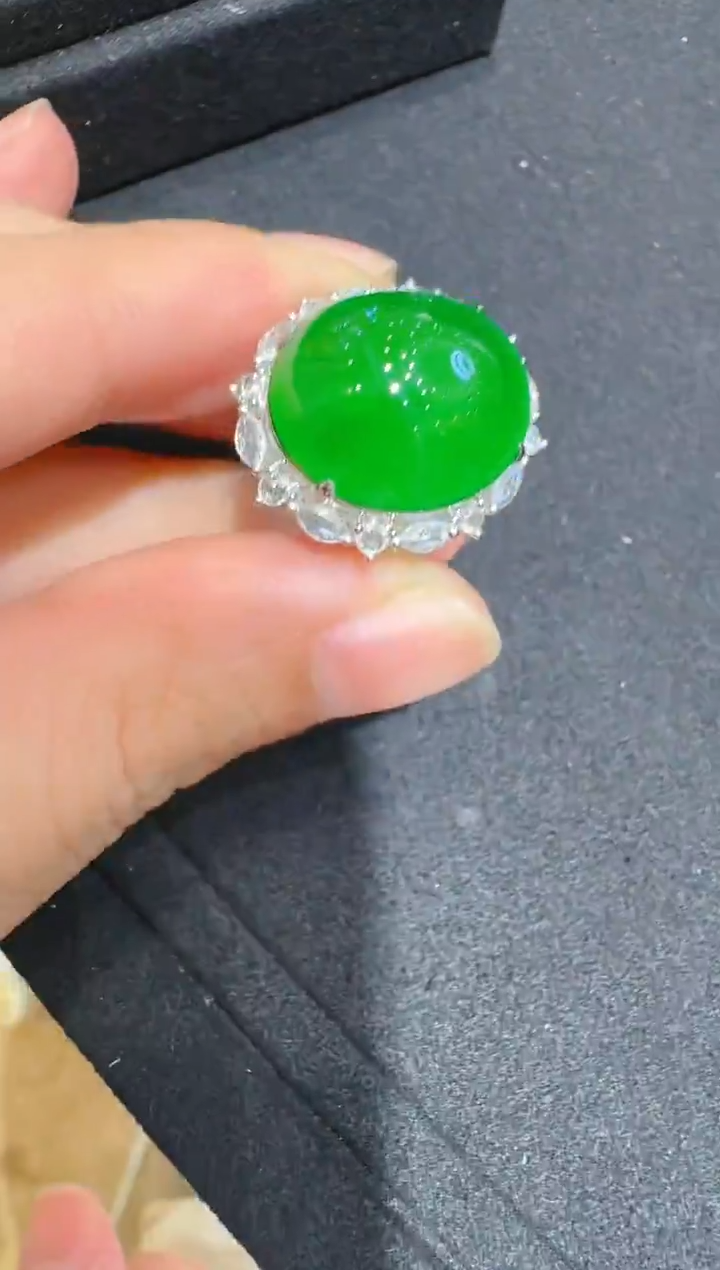 18K金镶嵌戒指翡翠多样性团购发一件