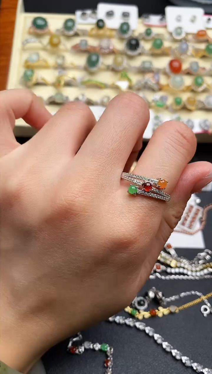 【闪购商品】翡翠戒指银S925镶嵌111111111+9