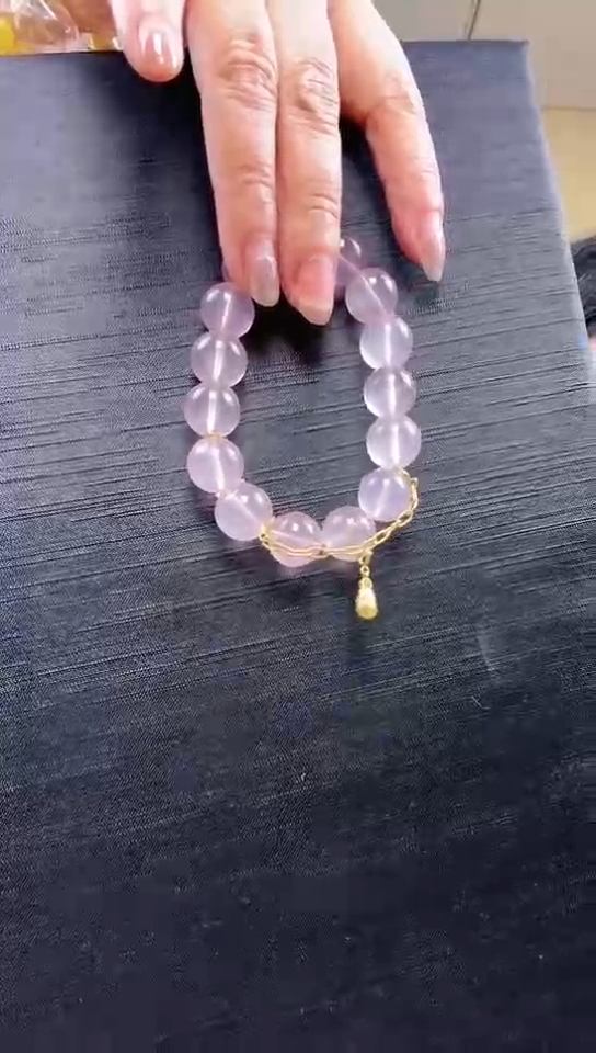 【闪购商品】水晶手镯18K金镶嵌粉晶