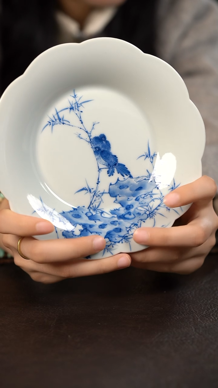 【闪购商品】杯聚澜堂竹报平安花口壶承