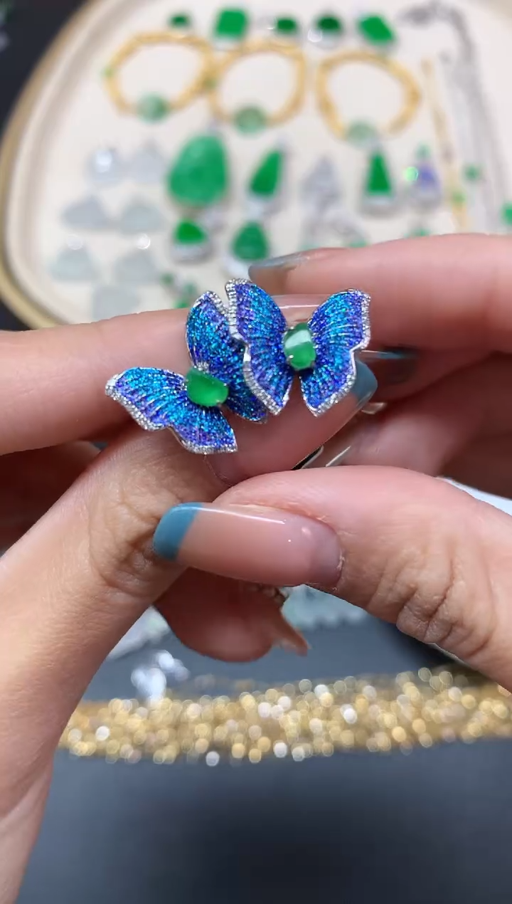 【闪购商品】翡翠耳饰18K金镶嵌耳饰A503|3999