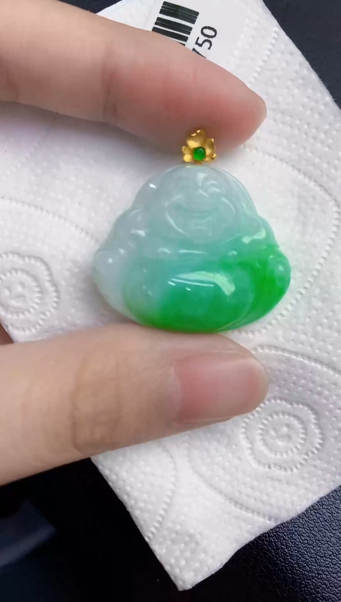 颈饰18K金镶嵌翡翠天然翡翠缅甸A货