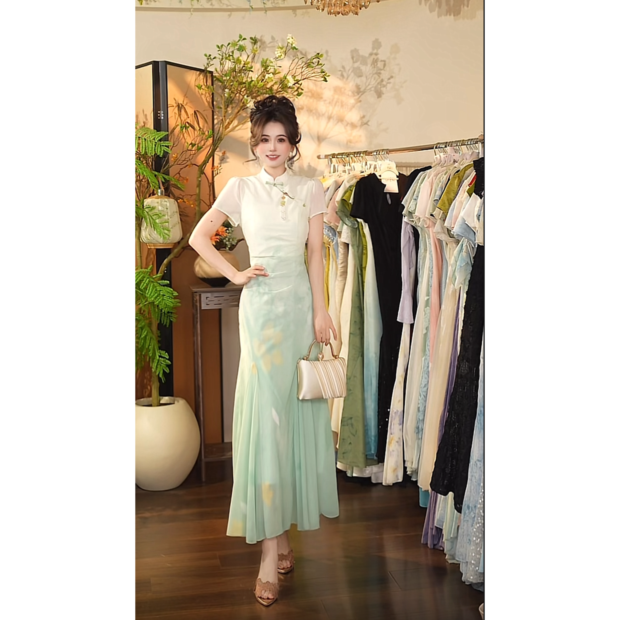瑞瑞定制-1233（青山绿）连衣裙YQ900