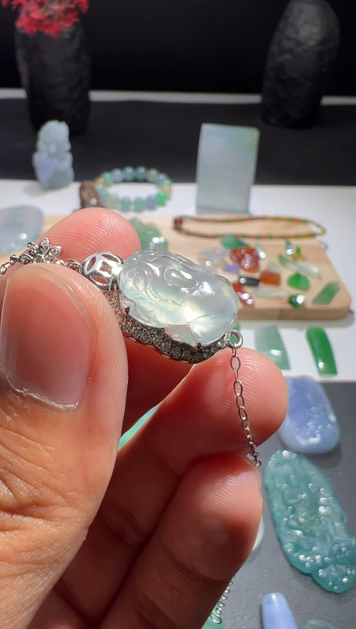 【闪购商品】定制翡翠18K金镶嵌天然缅甸A货翡翠