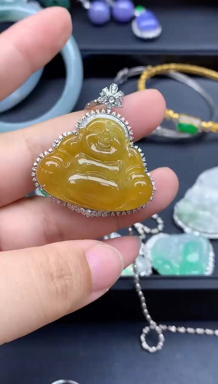 吊坠(不含链)18K金镶嵌翡翠571-春日珠宝