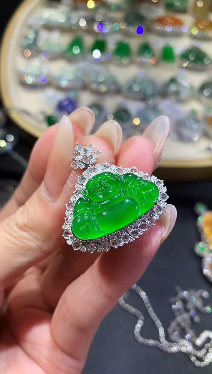 【闪购商品】翡翠吊坠(不含链)18K金镶嵌73-佛公