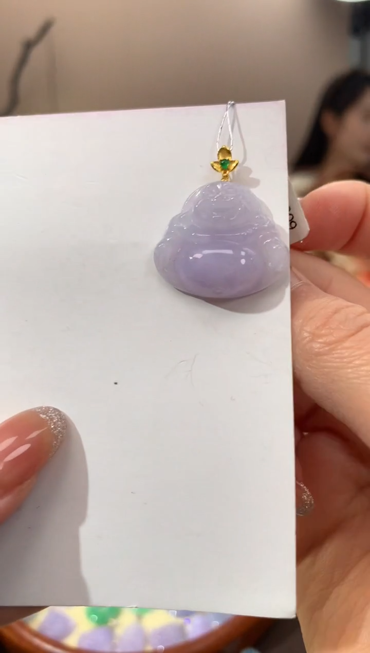 【闪购商品】翡翠颈饰18K金镶嵌天然缅甸a货翡翠