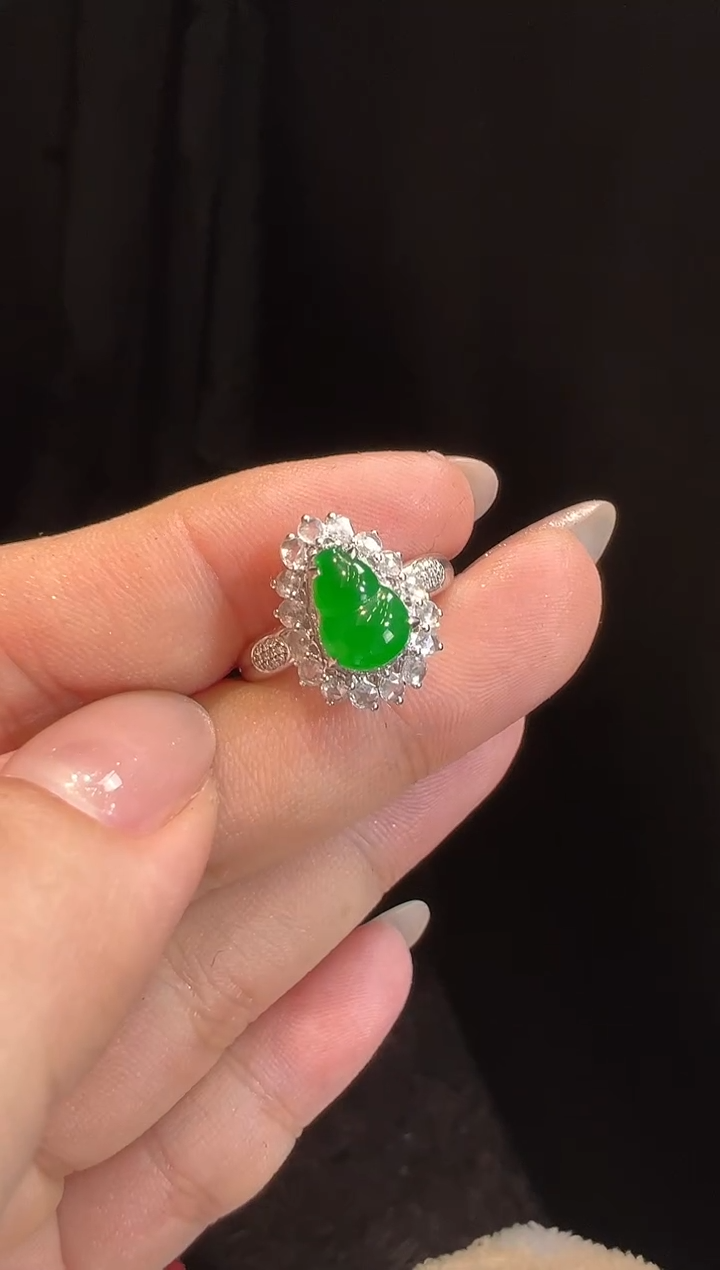 【闪购商品】翡翠戒指18K金镶嵌18000葫芦戒指分单