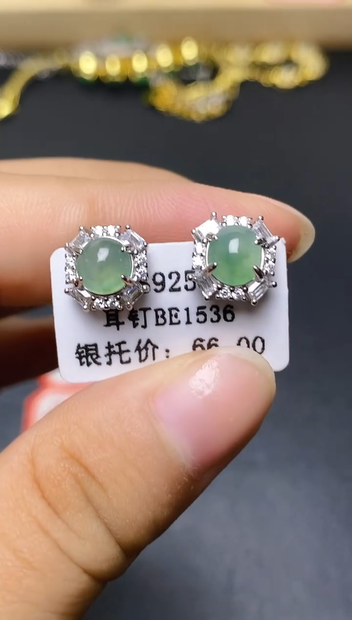 翡翠戒指银S925镶嵌百内无证书