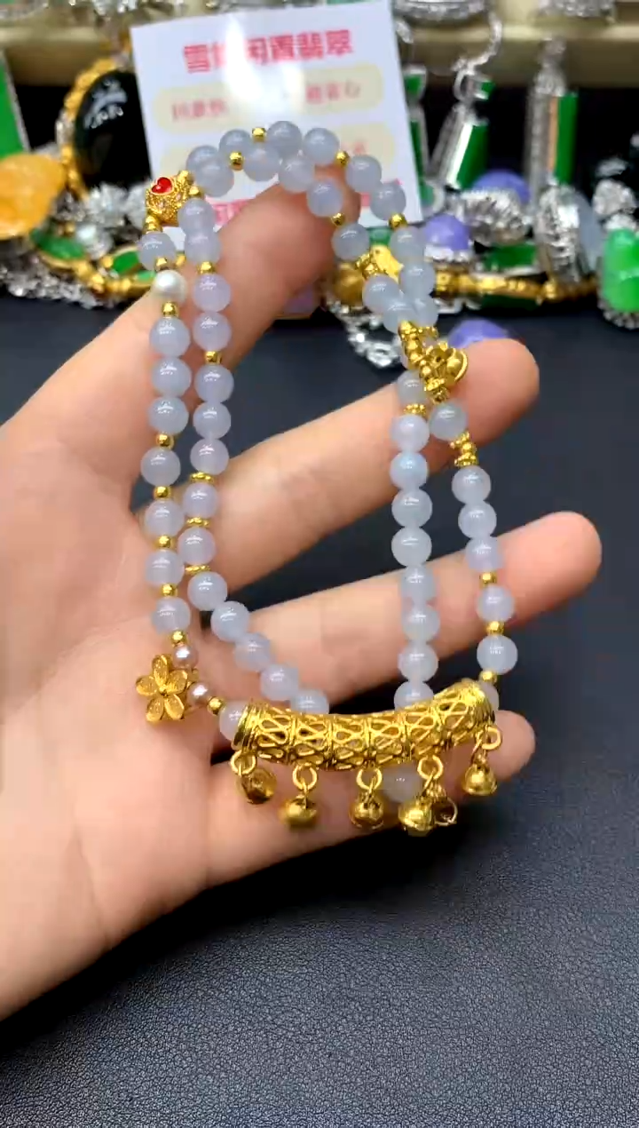 颈饰足金镶嵌翡翠356-中国好珍宝