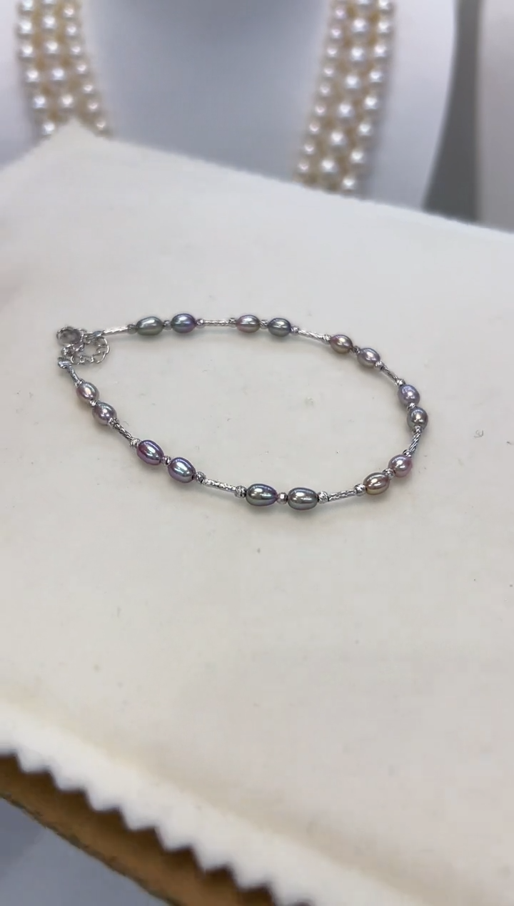 【闪购商品】淡水珍珠手链银S925镶嵌彩珠
