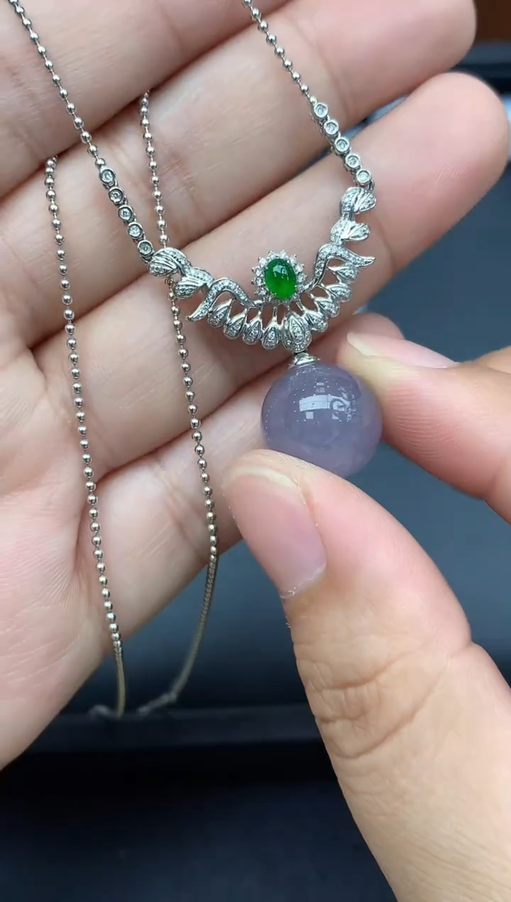 颈饰18K金镶嵌翡翠677-中国好珍宝