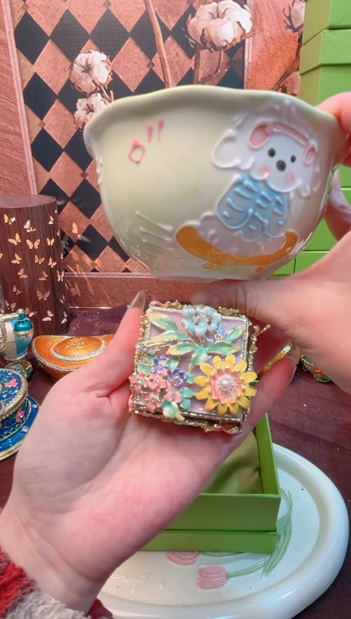 锌合金珐琅首饰盒默认微瑕拆盒不退～