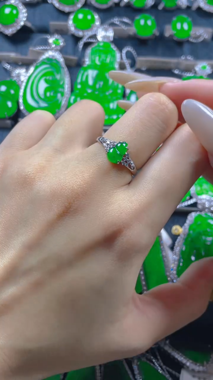 银S925镶嵌戒指翡翠11