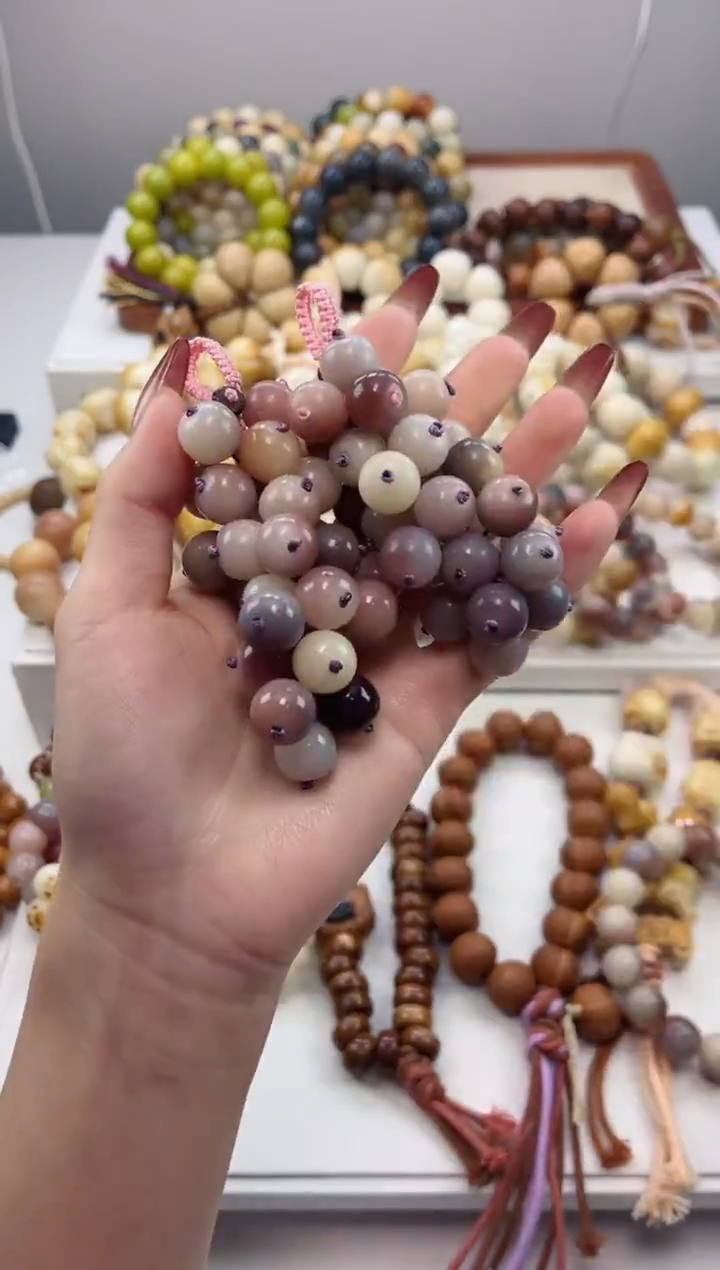 手串菩提根/象牙果紫美人玉化紫葡萄12mm挂件随机