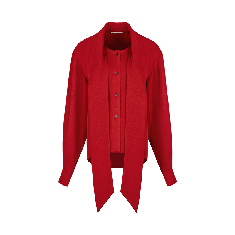 MAGGIE MA马婧设计师款红色热情洋溢喜庆氛围衬衫981S