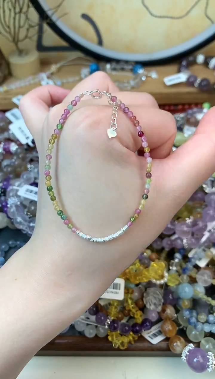 【闪购商品】碧玺手链银S925镶嵌132手串