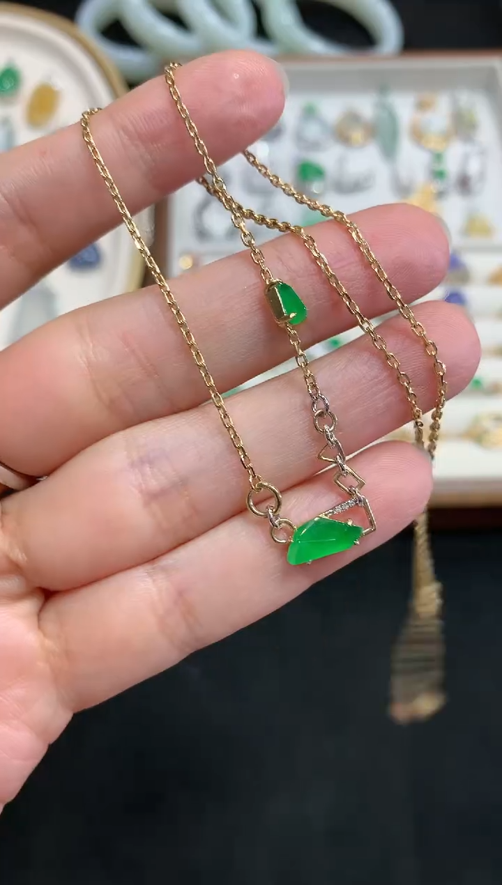 【闪购商品】翡翠项链18K金镶嵌W468|6500