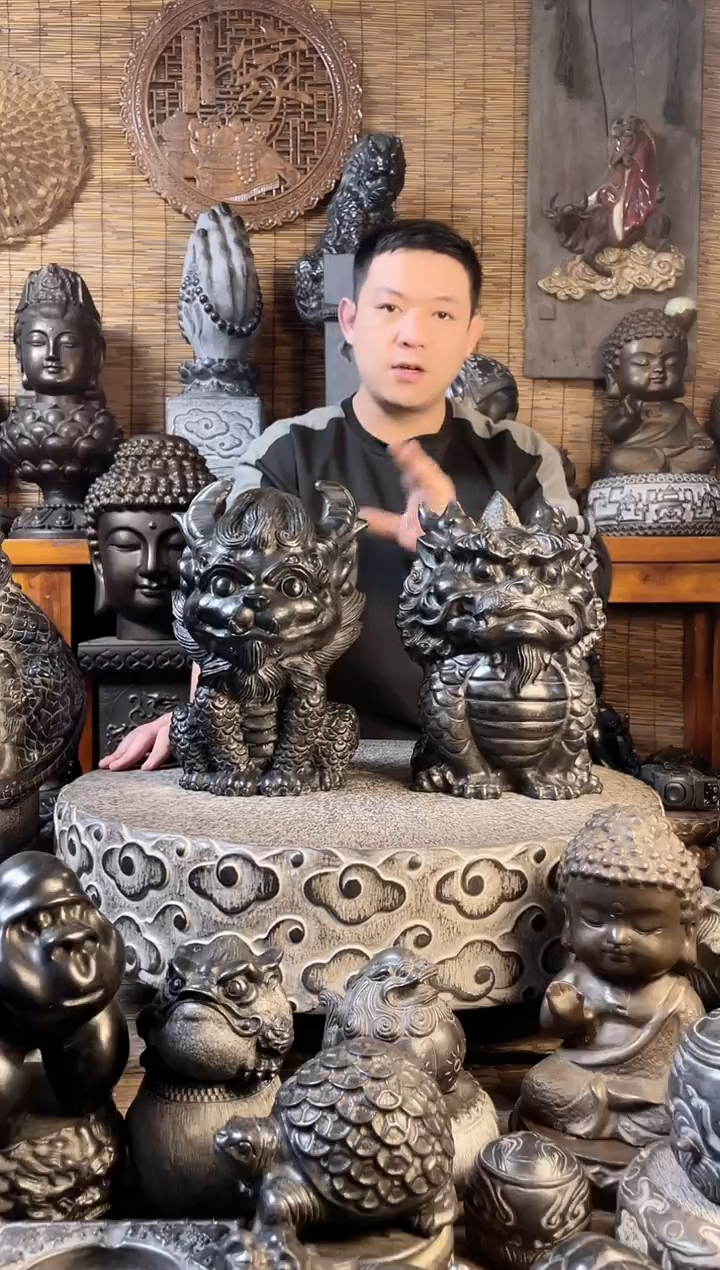 【闪购商品】30带角Q版麒麟+30Q版麒麟天然青石