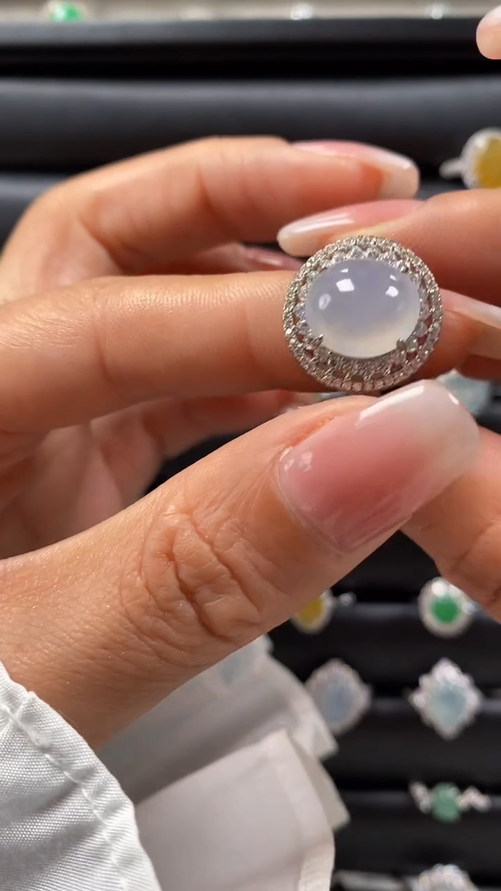 【闪购商品】翡翠戒指银S925镶嵌8587